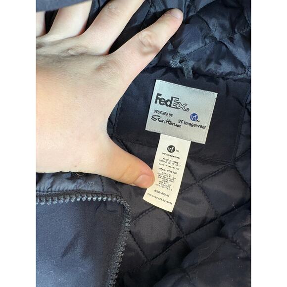 FedEx Stan Herman Reflective Parka Jacket Mens XL Black Purple Hooded Outdoor - Picture 5 of 6